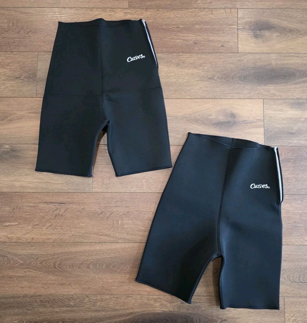 Curves Trimming Shorts Womens Medium 2 pc Black Neoprene Compression Shapewear M
